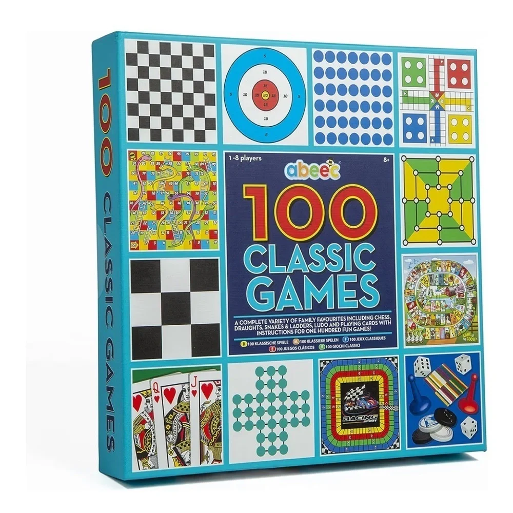 abeec 100 Classic Games  family board games Compendium Ludo, Chess, Lady Games